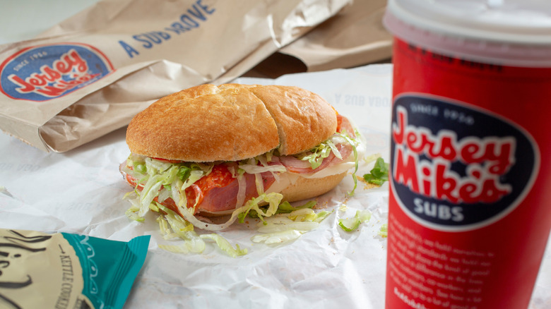 Jersey Mike's soda cup and sandwich
