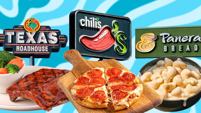 A collage of restaurant signs and dishes
