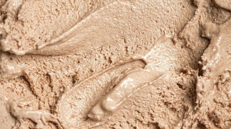 a close-up of creamy coffee ice cream