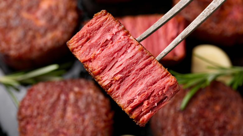 slices of realistic plant based meat