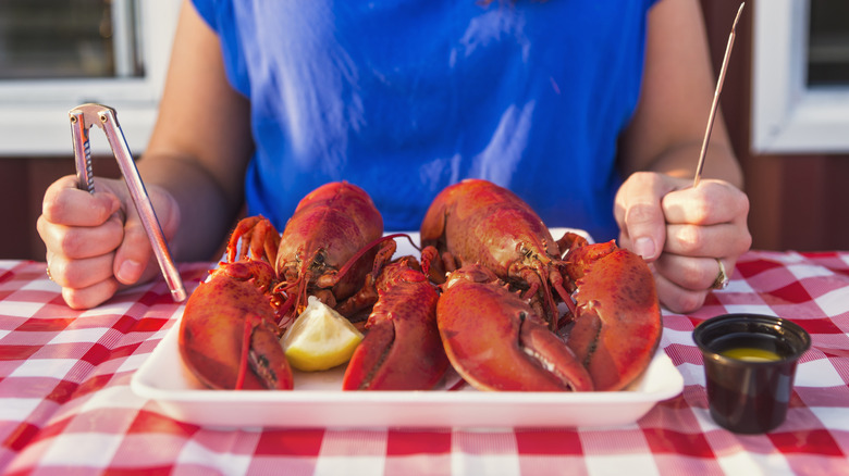 Lobsters on a tray