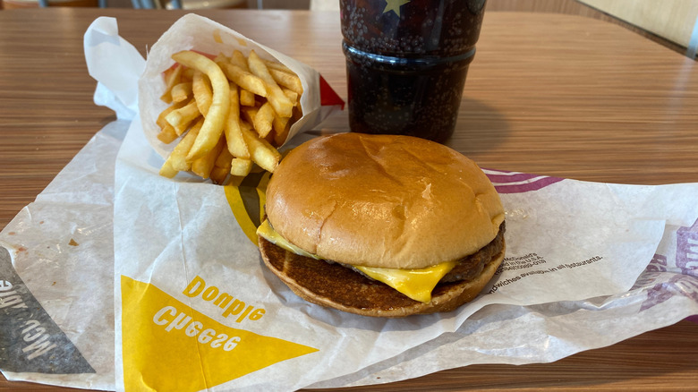 McDonald's double cheeseburger and fries