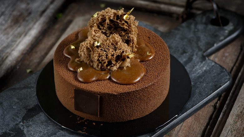 Chocolate cake on plate