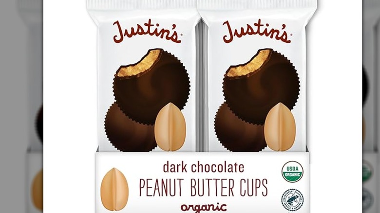 A twin package of Justin's dark chocolate peanut butter cups