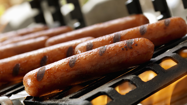Hot dogs on grill