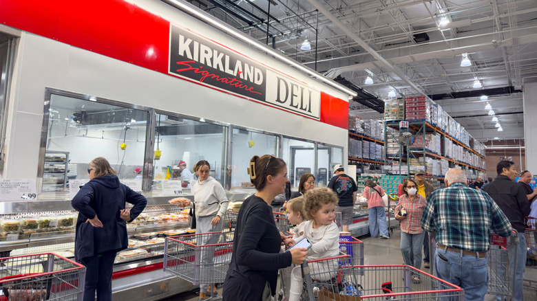 Shoppers in a Costco deli