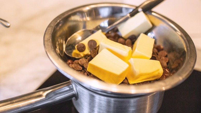 Melting chocolate using the double-boiler method