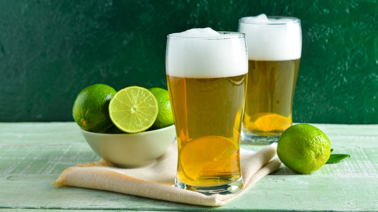 beers served alongside limes
