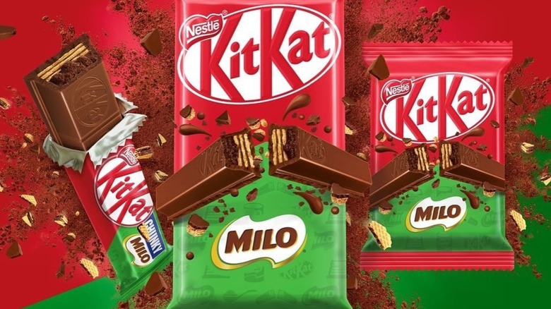 Arrangement of Milo KitKat chocolate bars