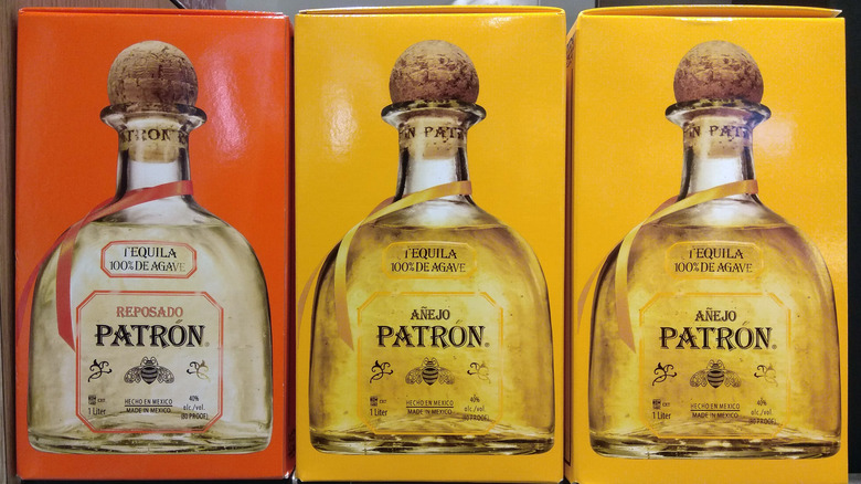 various bottles of Patron tequila