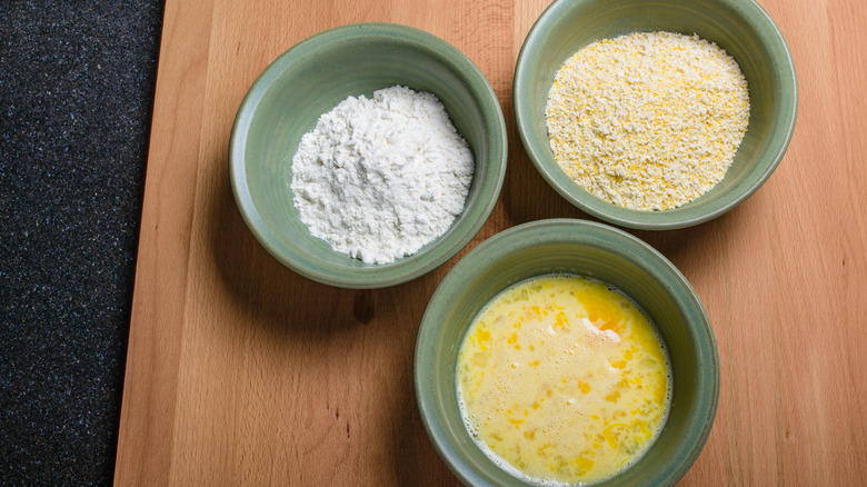 Dredge breading station on counter