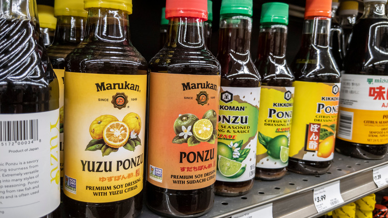 bottles of ponzu in supermarket