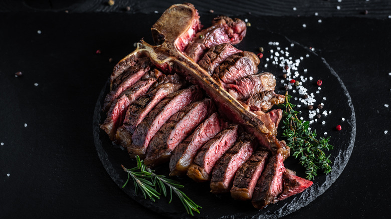 sliced porterhouse steak