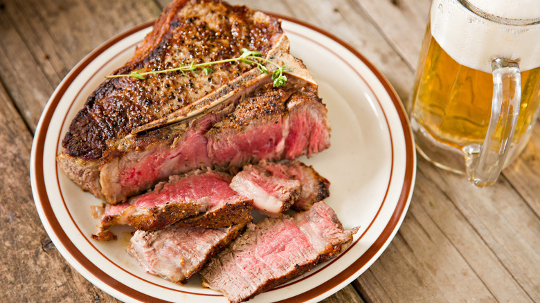 Close up of rare steak