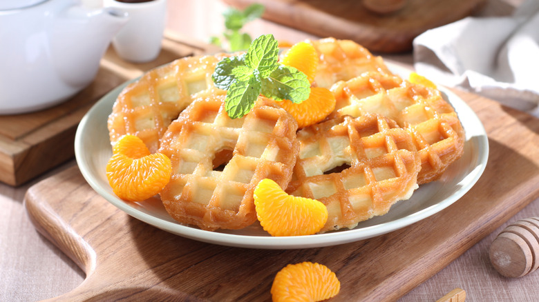 Donut waffles with herbs and citrus glaze