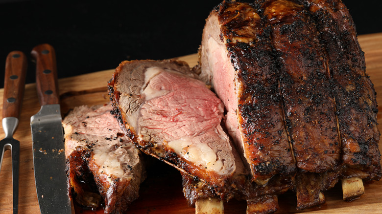 partly sliced prime rib