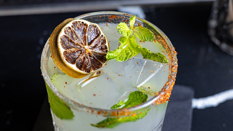 Margarita with spiced rim and garnish