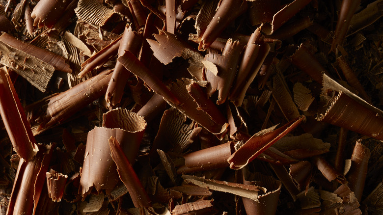 close up curls of chocolate