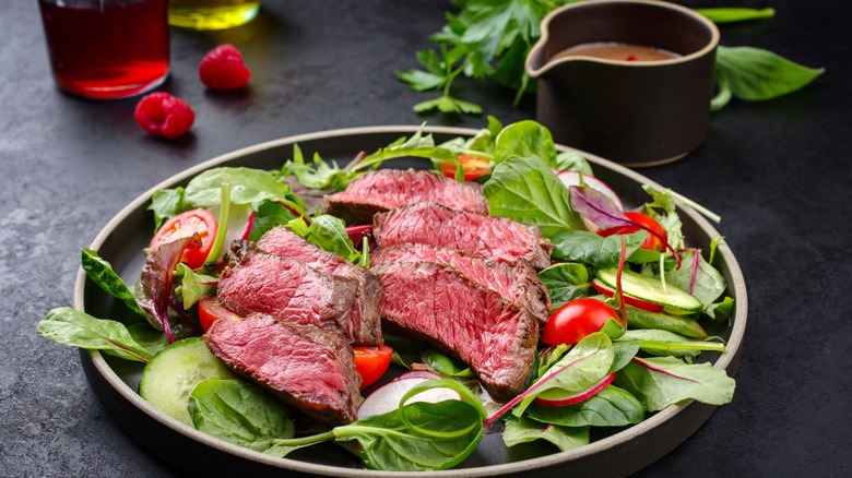 Sliced bottom sirloin salad