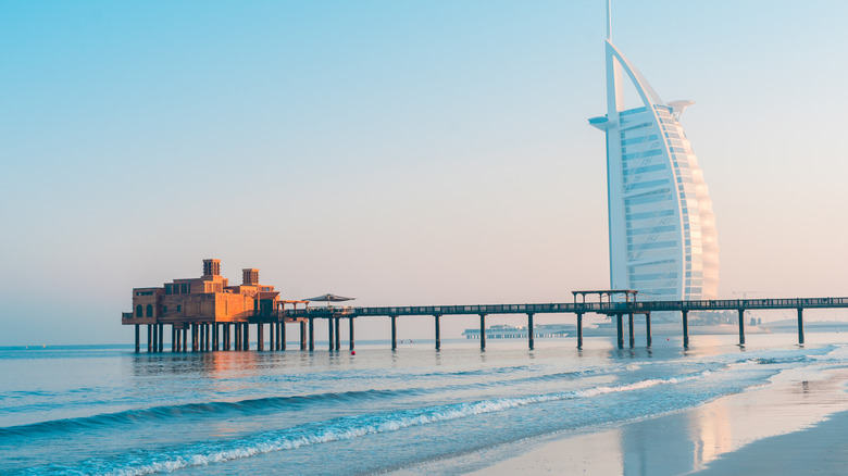 View of Pierchic Restaurant from beach
