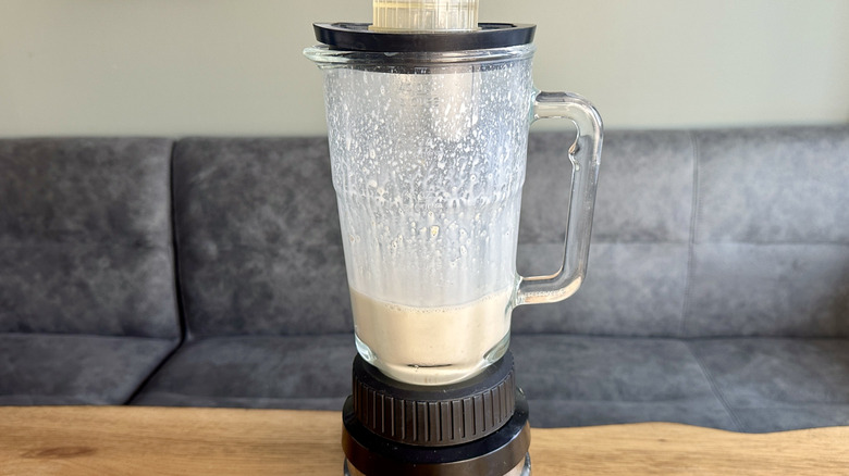 Oat mixture blending in blender