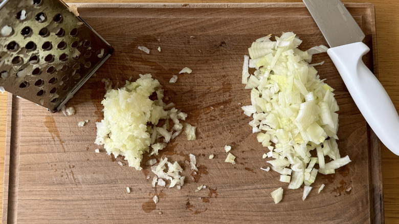 Grated and diced onion