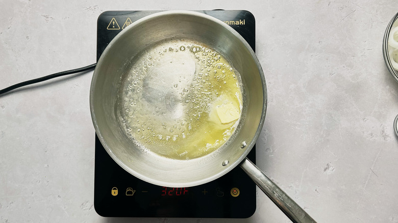 melting butter in skillet