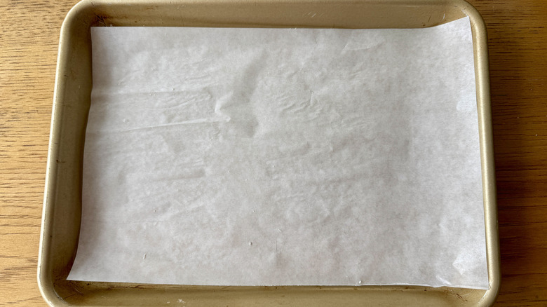 baking pan covered in paper
