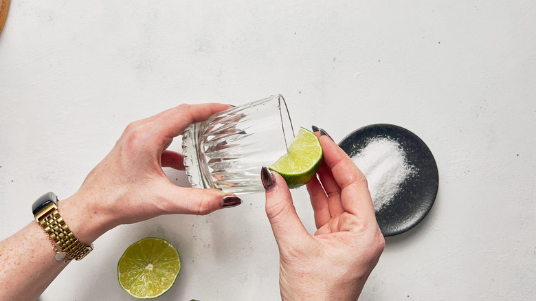 rubbing lime on glass