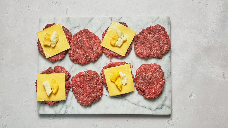 cheese curds on patties