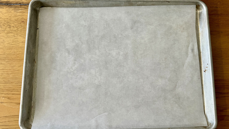Lined baking sheet