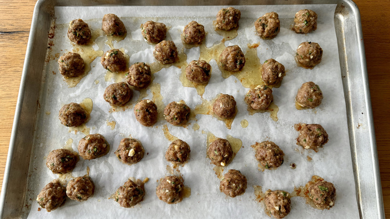 cooked meatballs in a pan