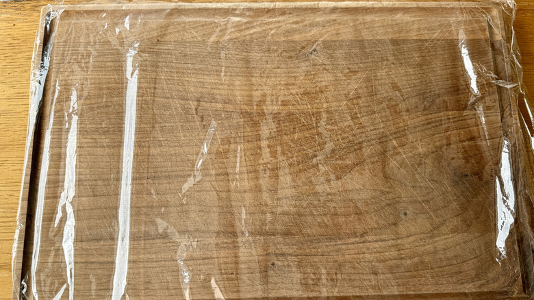 plastic wrap on surface
