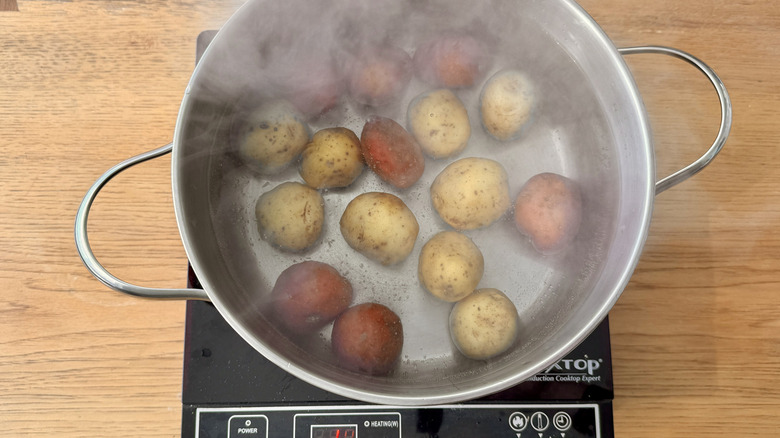 Potatoes boiling in water