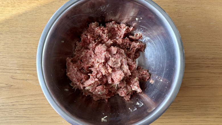 Salisbury steak mixture in bowl