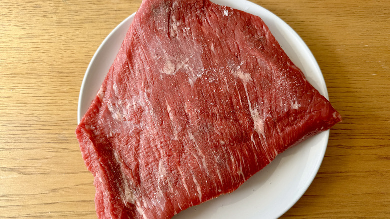 Seasoned brisket on plate