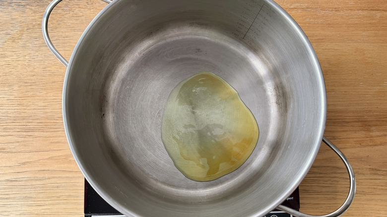 oil in a metal pot