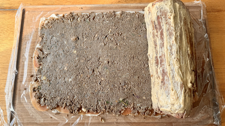 beef tenderloin on mushroom surface