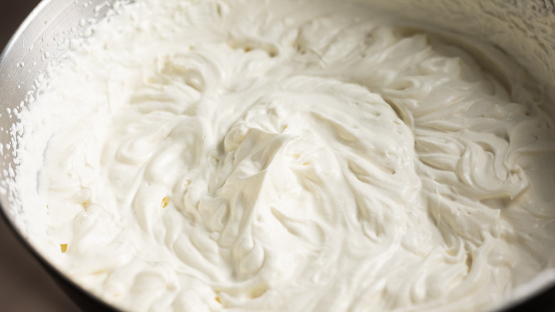 fluffy cream in bowl