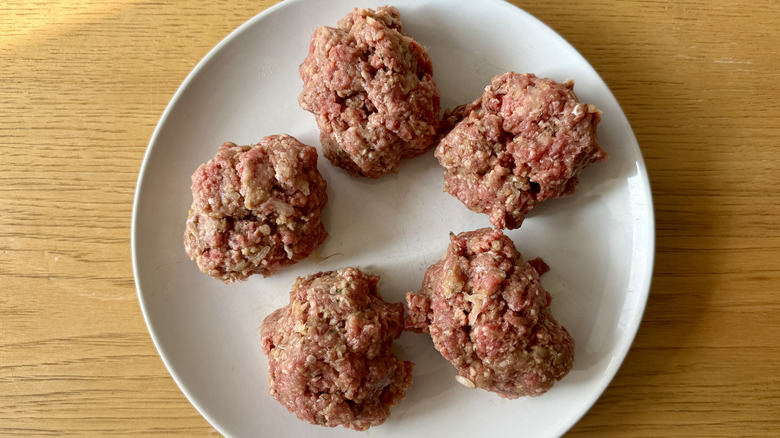 Salisbury steak mixture in portions