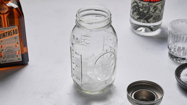cocktail shaker filled with ice