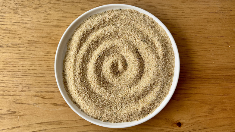 breadcrumbs in a white bowl