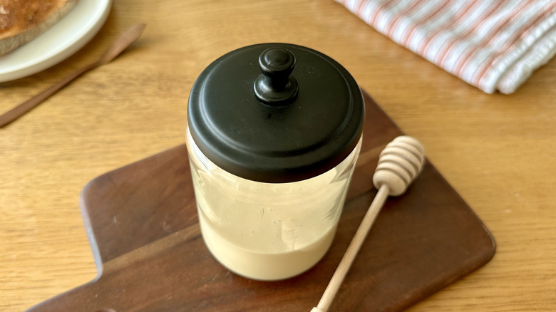 Whipped honey in a jar
