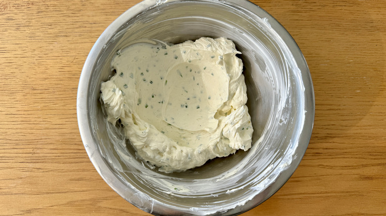 Cream cheese mixture in bowl