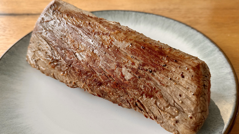 seared beef tenderloin on plate