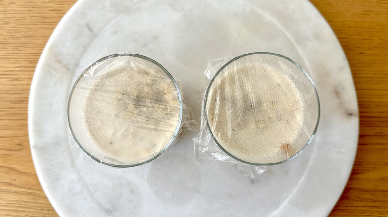 Overnight oats covered in glasses