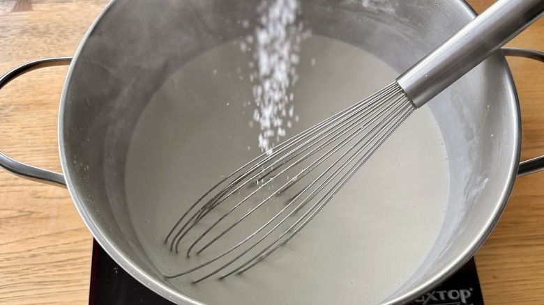 white sauce in pan