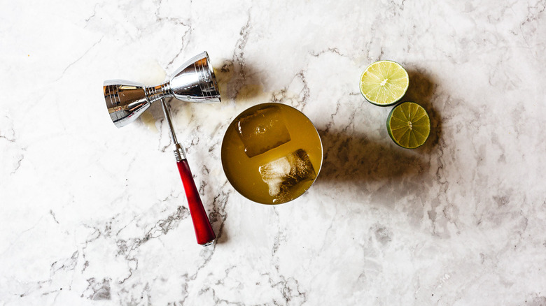 drink in shaker with lime