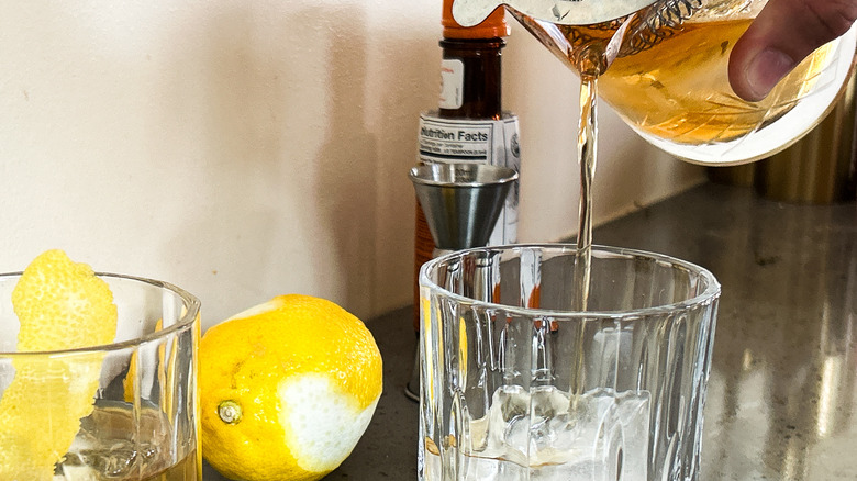 old fashioned pouring onto ice
