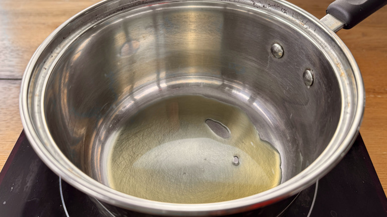 oil in a metal pot